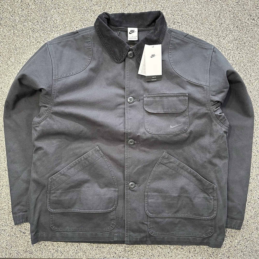 Nike Life Flannel Lined Barn Coat Heavy Chore Grey Mens L Detachable Lining